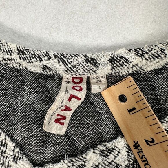 Anthropologie Dolan Tweed Ruffle Top Women's Size Large Animal Print Black/Cream - Picture 5 of 10